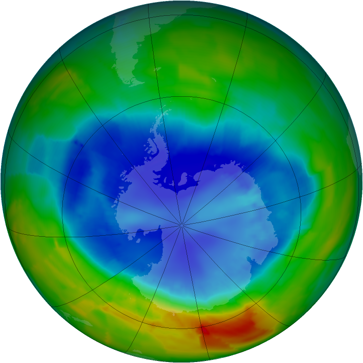 Antarctic ozone map for 02 September 2012